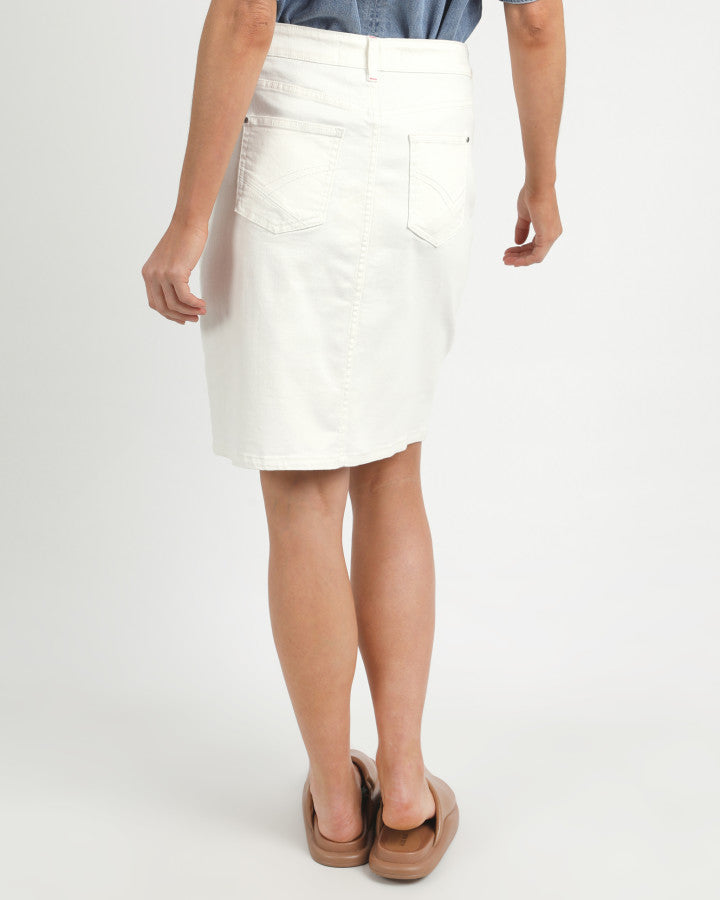 Belle Denim Skirt - Vintage White