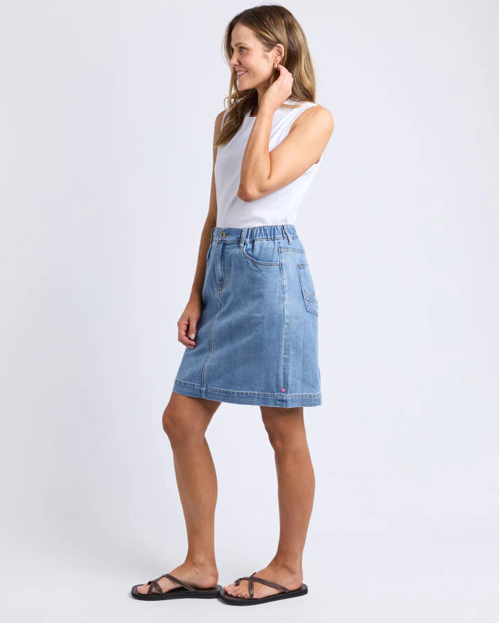 Birdie Denim Skirt - Light Blue