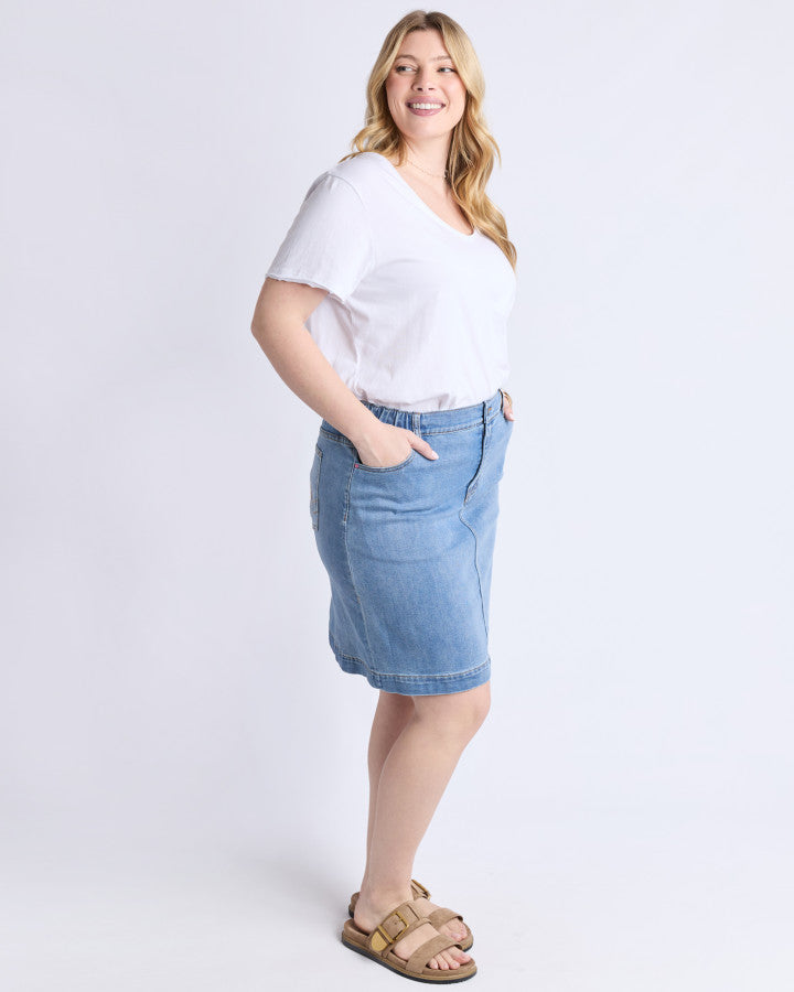 Birdie Denim Skirt - Light Blue Wash