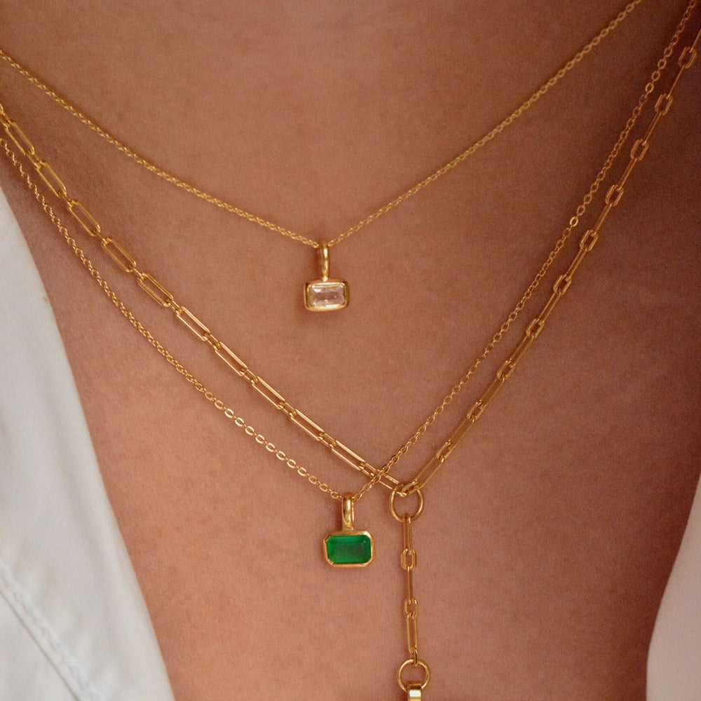 Calibri Necklace - Lab Grown White Sapphire - Gold