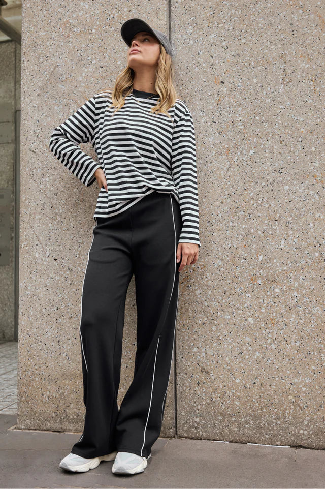 Noah Wide Pant - Black Piping