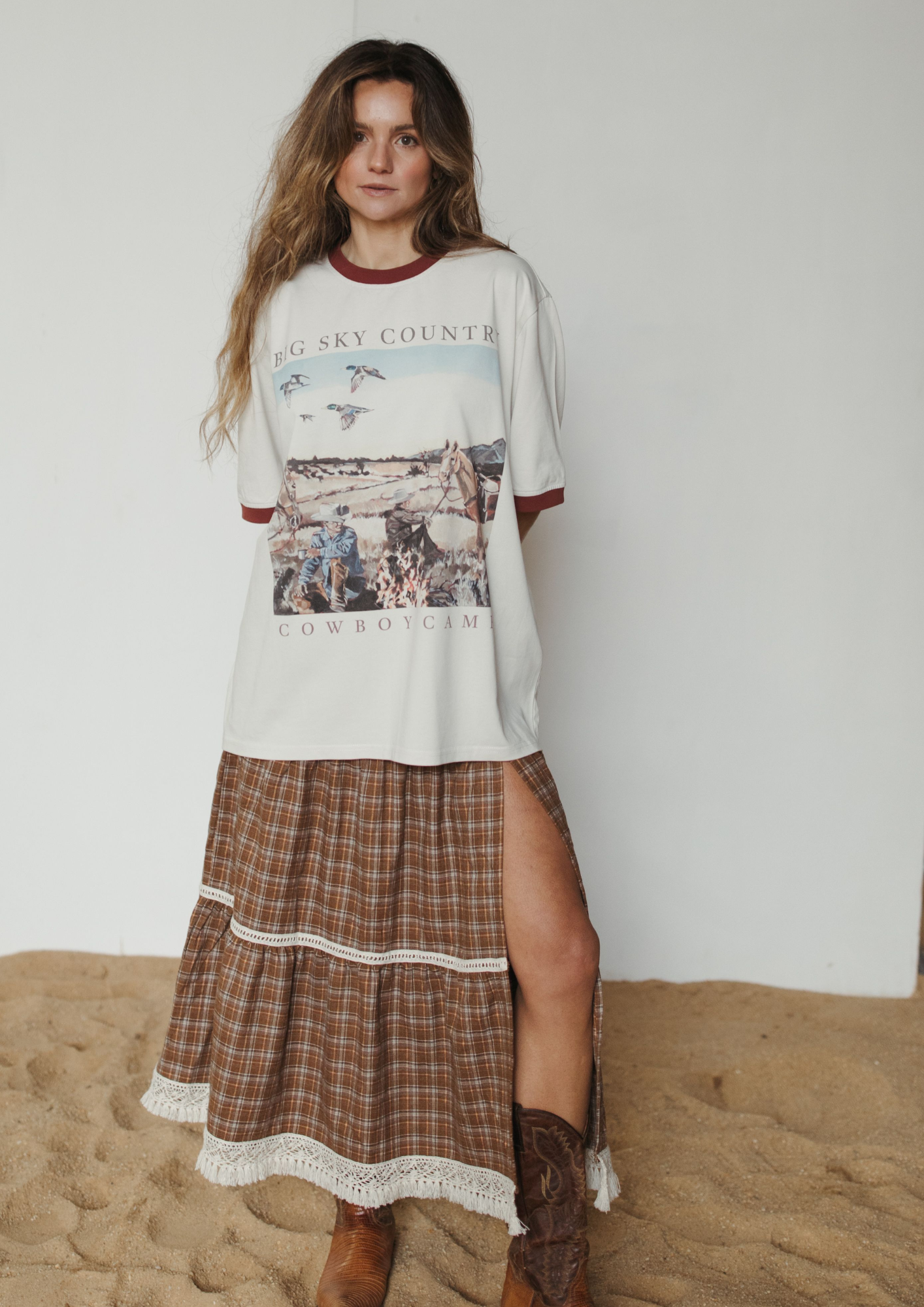 Cowboy Camp Crew Tee by Whitney Spicer, print detail