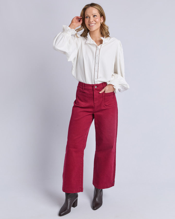 Delphi Front Pocket Jean - Maroon