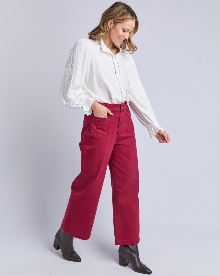 Delphi Front Pocket Jean - Maroon