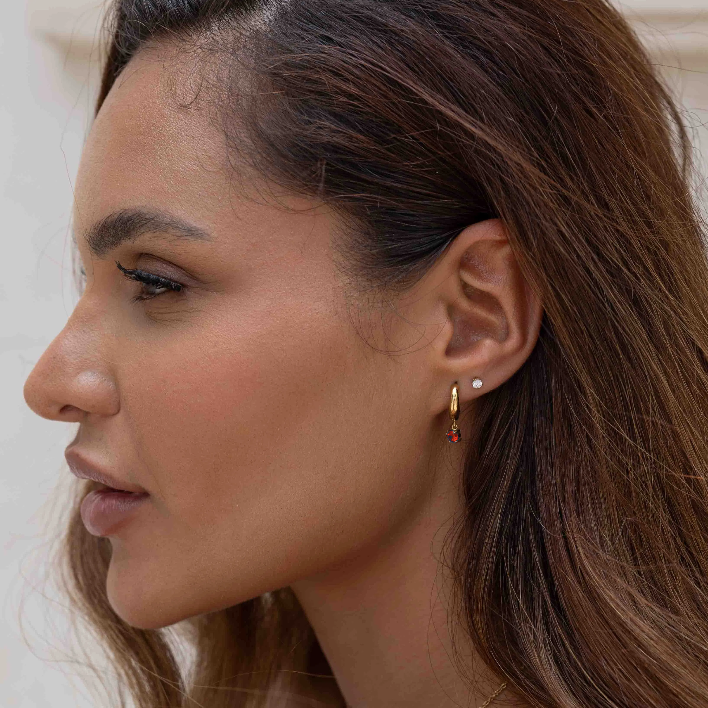 Stone Hoops - Red