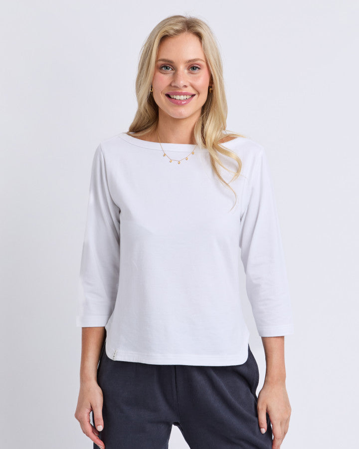 Eliza Boat Neck Tee - White