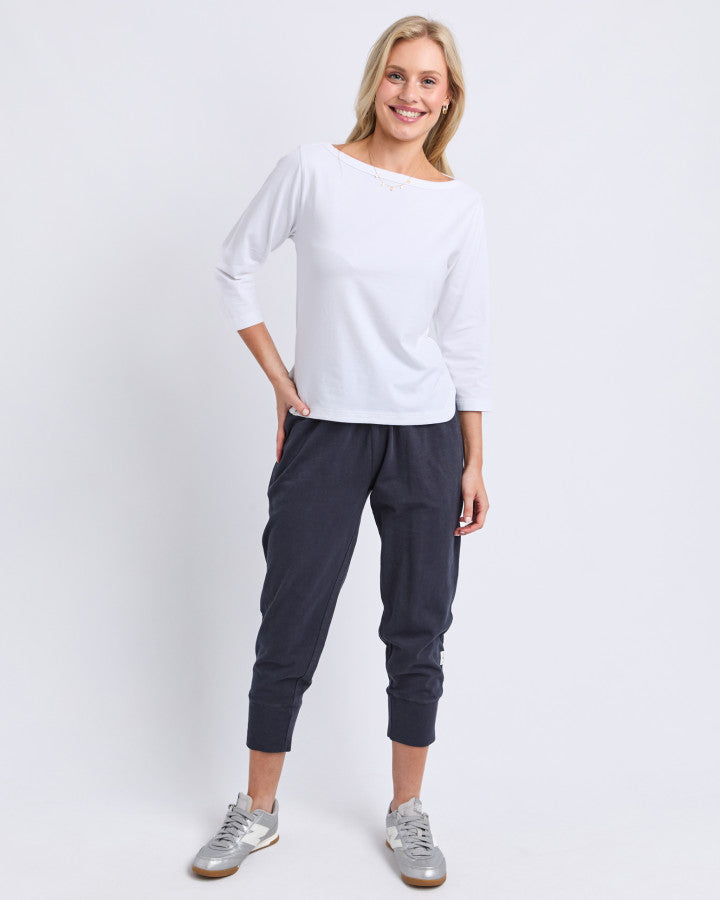 Eliza Boat Neck Tee - White