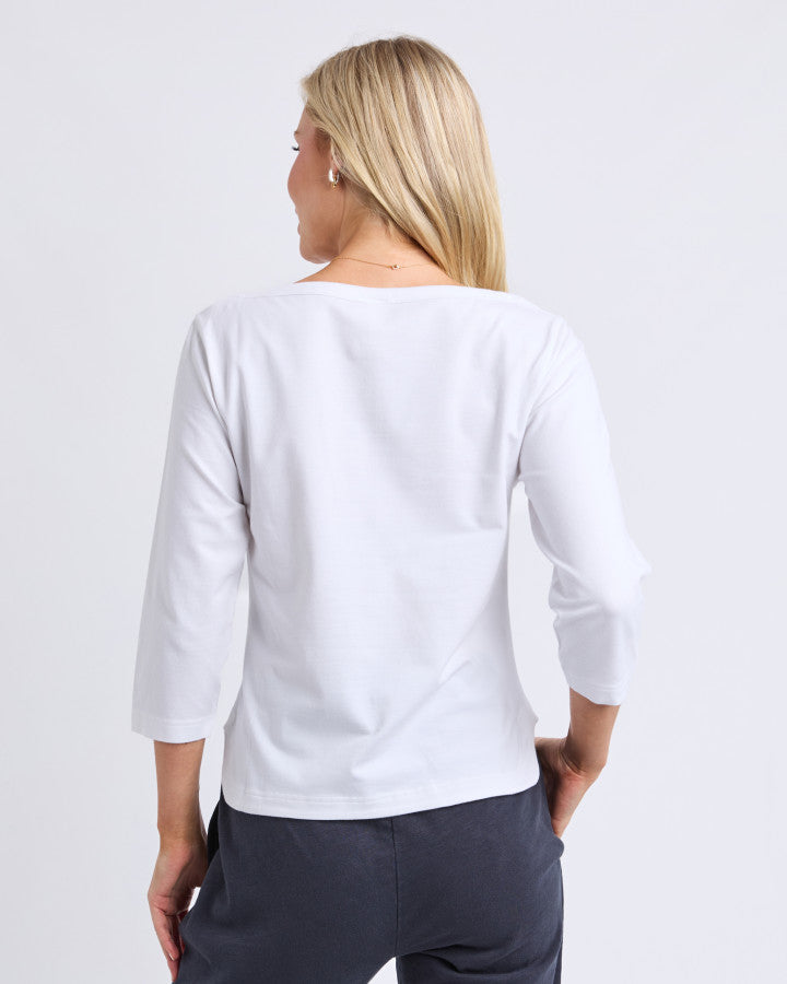 Eliza Boat Neck Tee - White