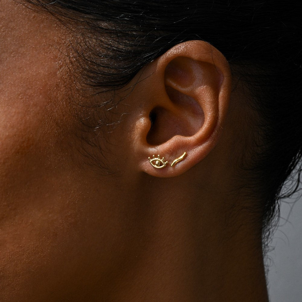 Evil Eye Stud Earrings - Rose Gold