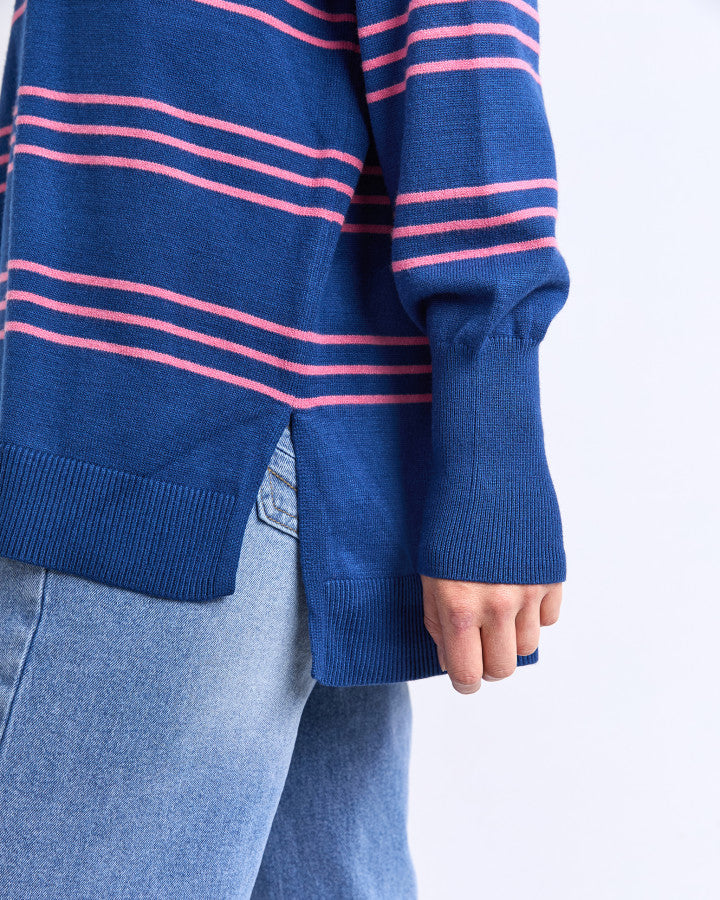 Hailey Stripe Knit - Classic Stripe Navy