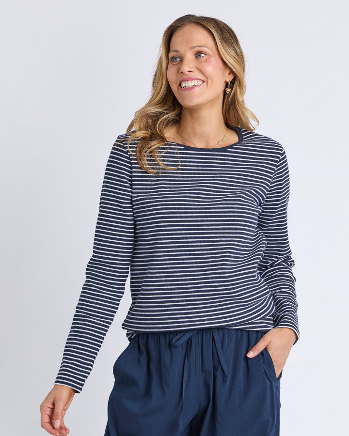 Hayley Rib L/S Tee - Navy