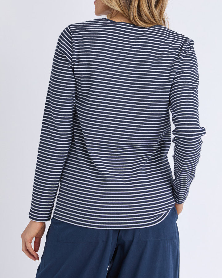 Hayley Rib L/S Tee - Navy