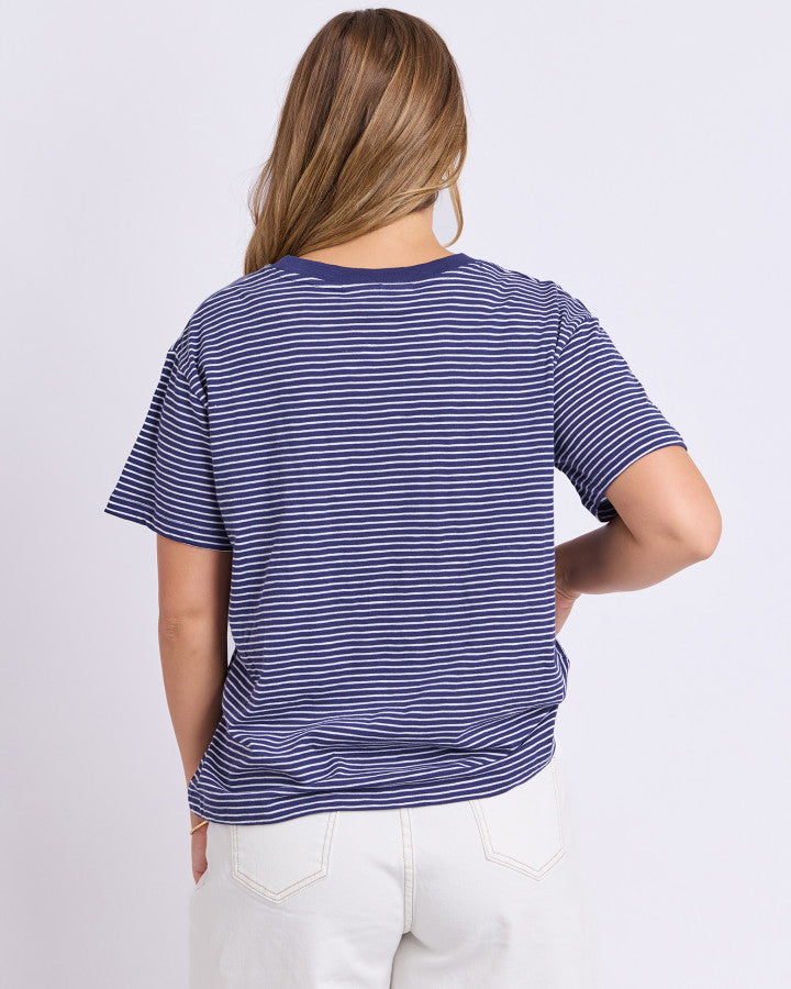 Hutch Stripe Tee - Navy / White Stripe