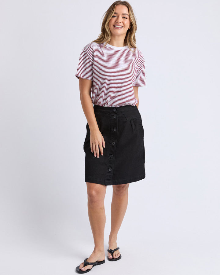 Hutch Stripe Tee Russet Brown Stripe