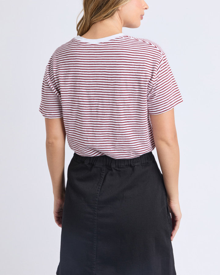 Hutch Stripe Tee Russet Brown Stripe