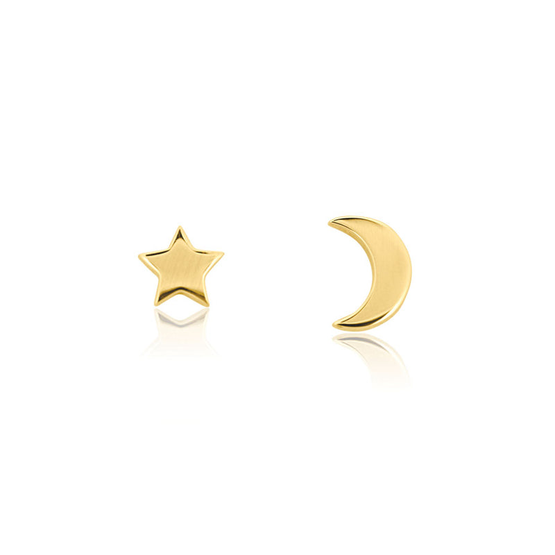 Star & Moon Studs - Gold