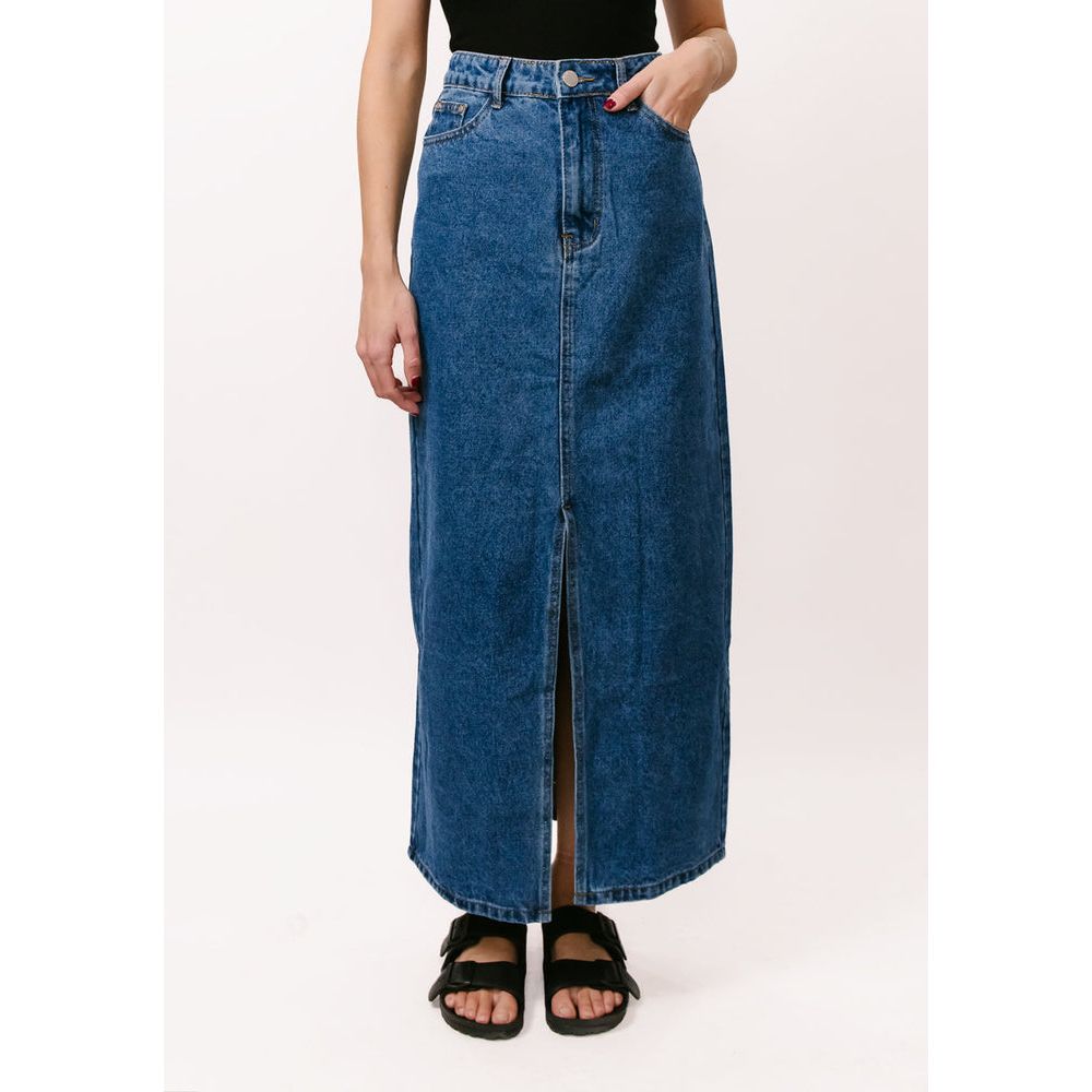 Maude Denim Maxi Skirt - Mid Blue Denim