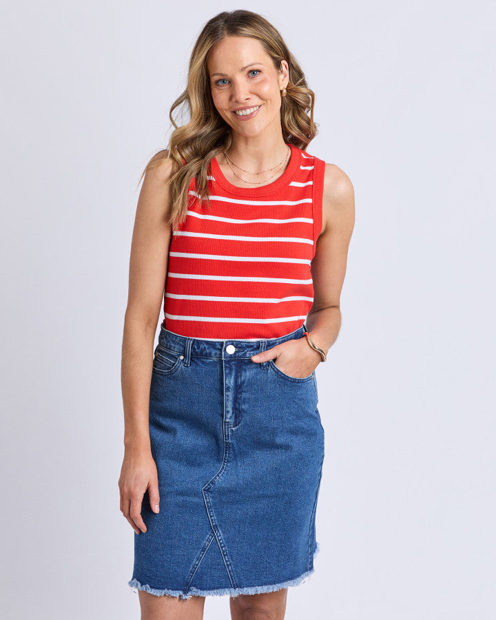 Iris Stripe Tank -Red