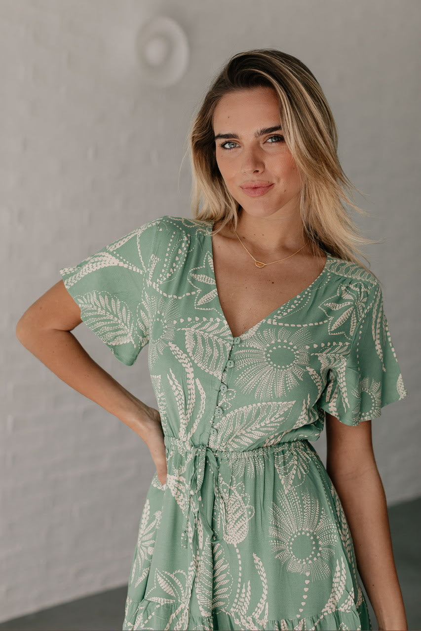 Dandelion Drawstring Midi Dress - Sage