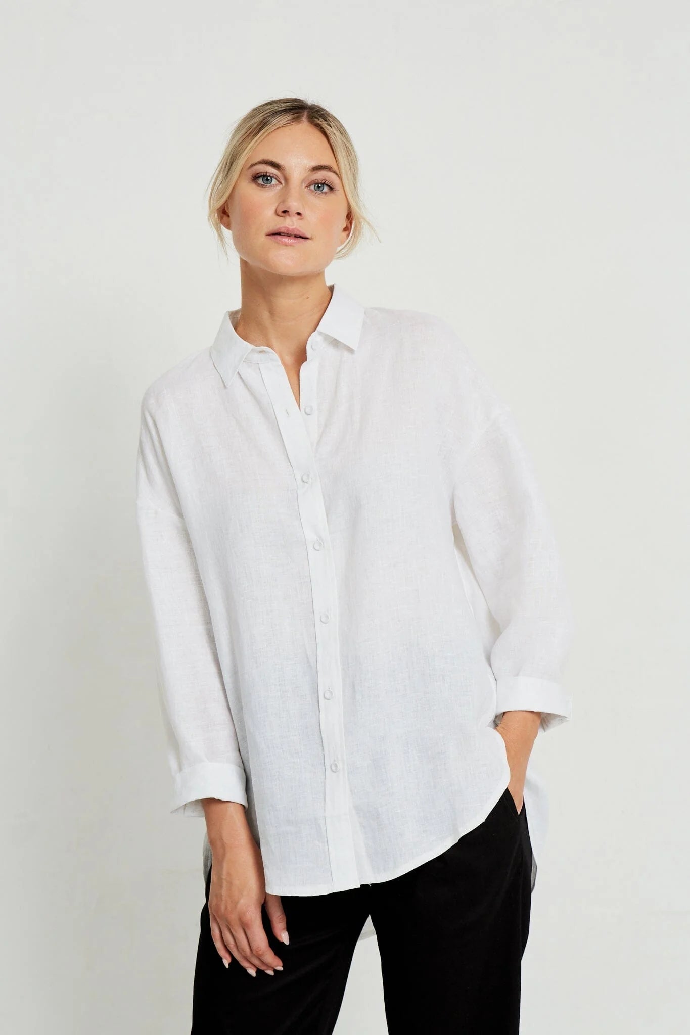 Boyfriend Linen Shirt - White