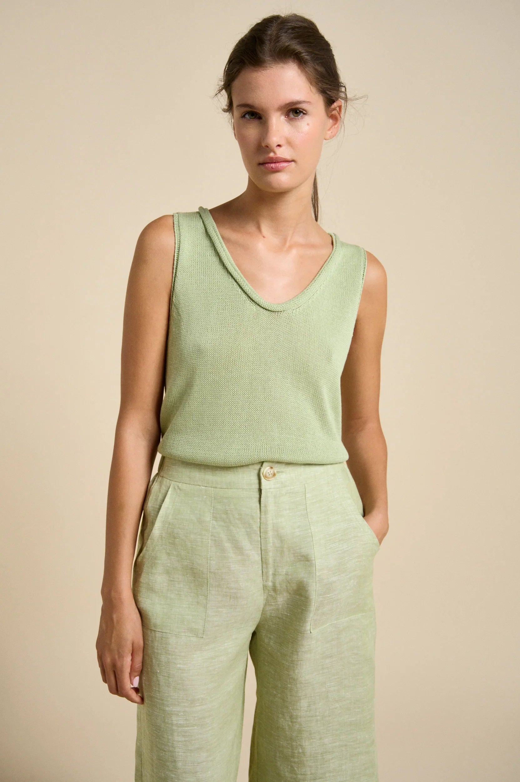 Scoop Spring Tank - Sage