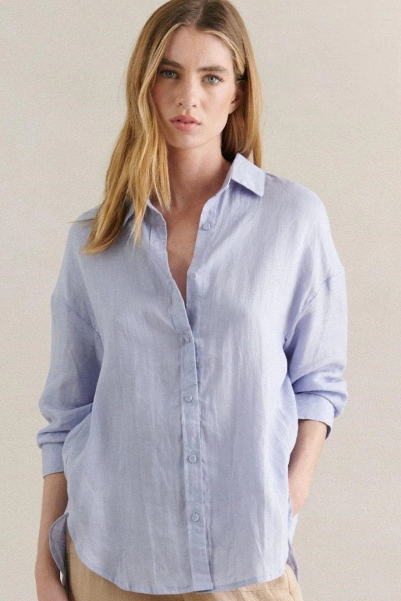 Boyfriend Linen Shirt - Blue