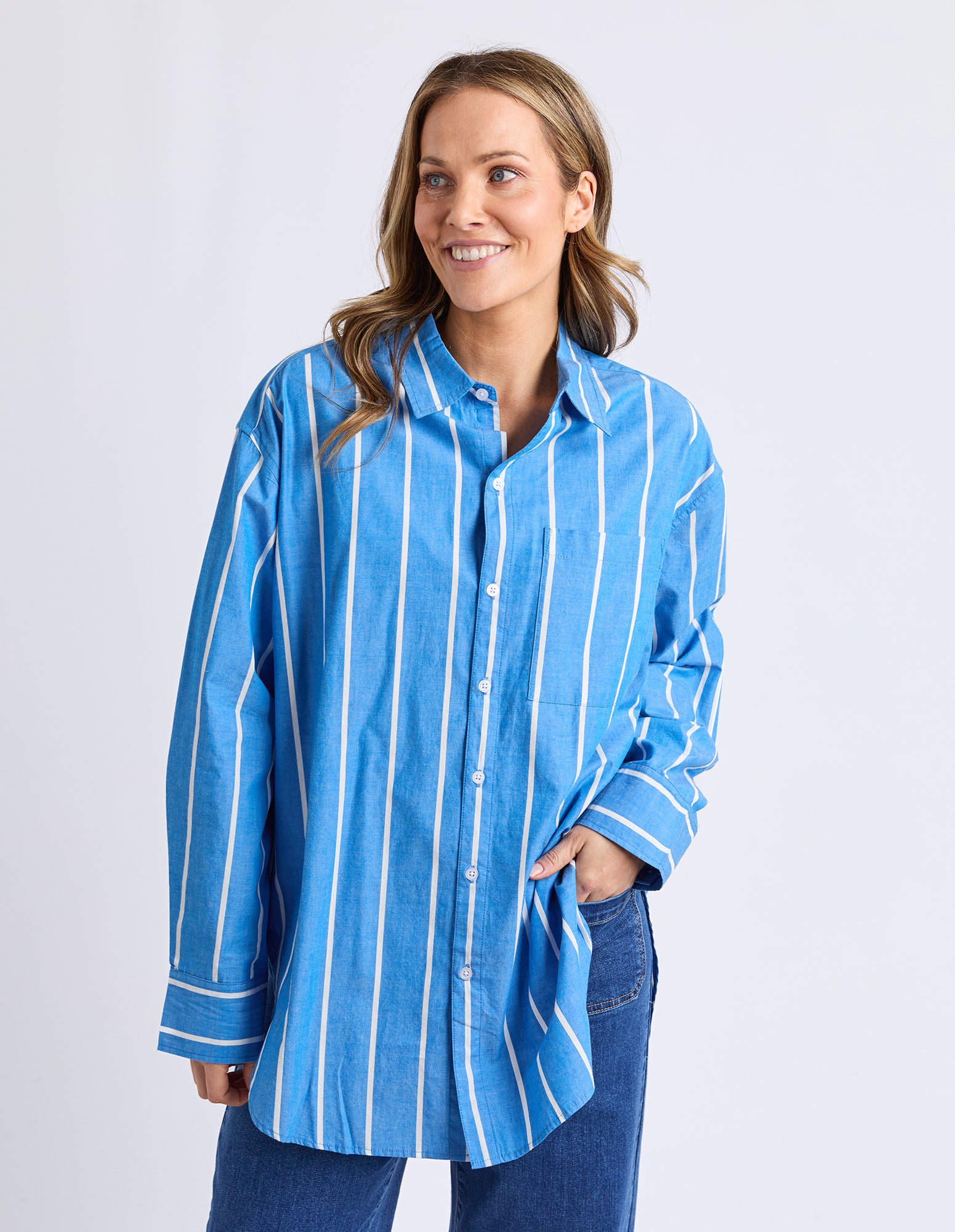 Mia Striped Shirt - Royal Blue
