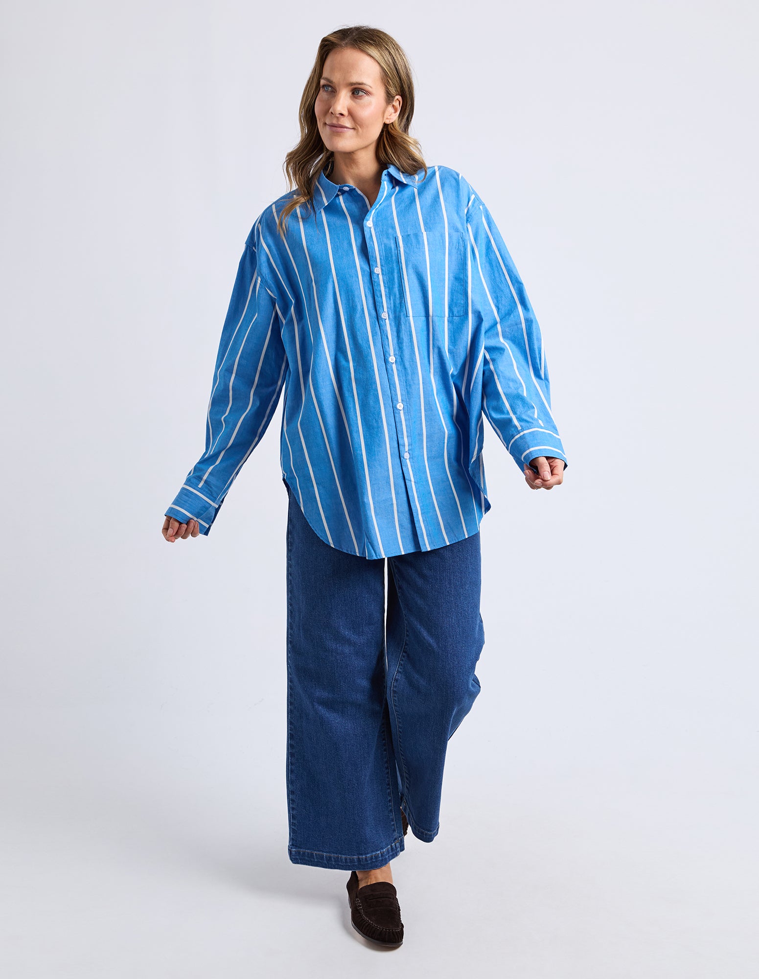 Mia Striped Shirt - Royal Blue
