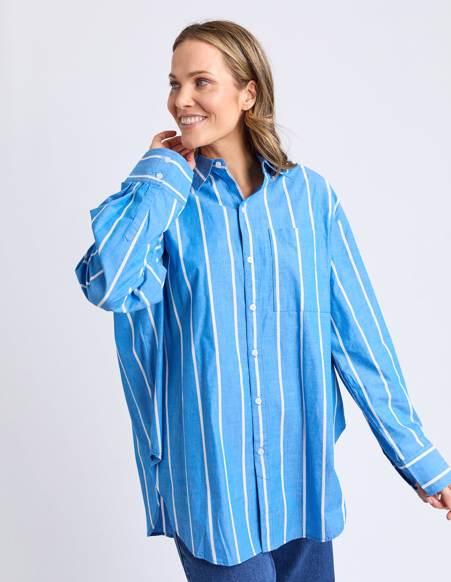 Mia Striped Shirt - Royal Blue