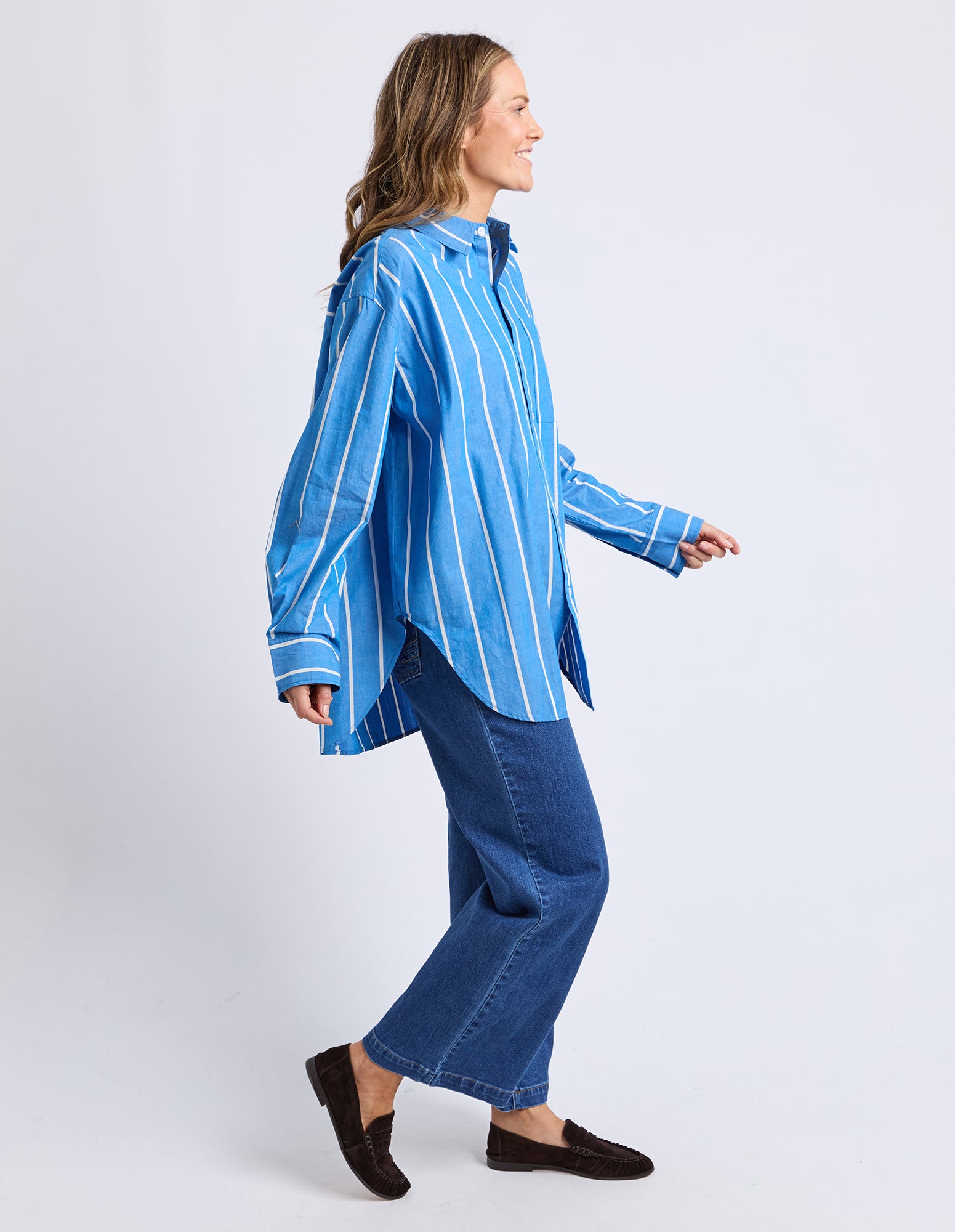 Mia Striped Shirt - Royal Blue