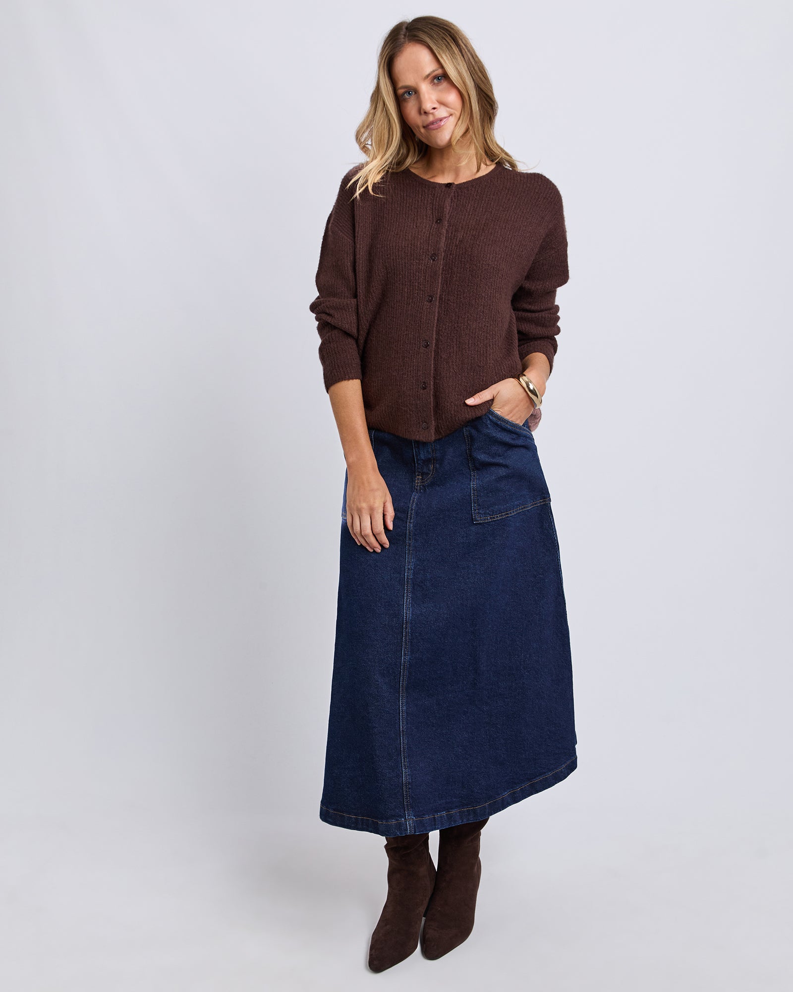 Murphy Knit Cardi - Coffee Bean