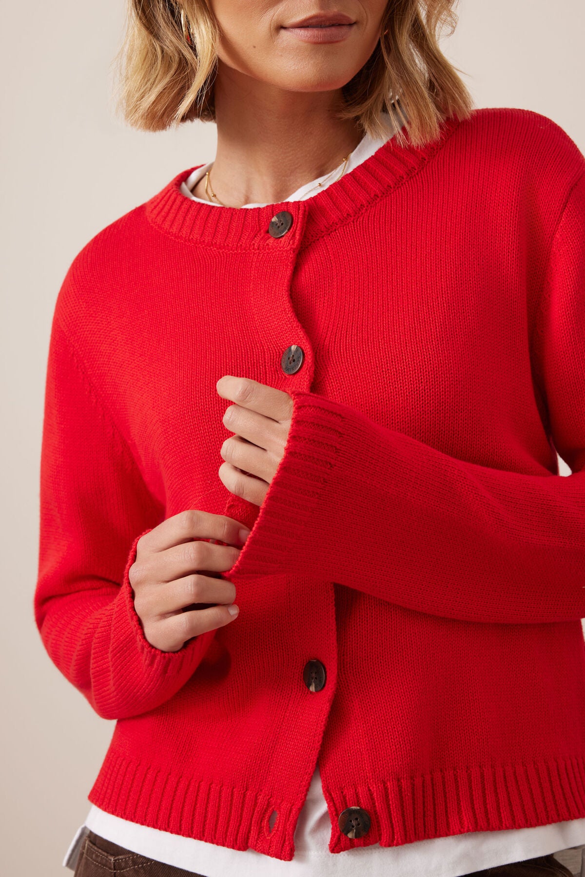 Nelly Long Sleeve Knit Cardi - Fiery red