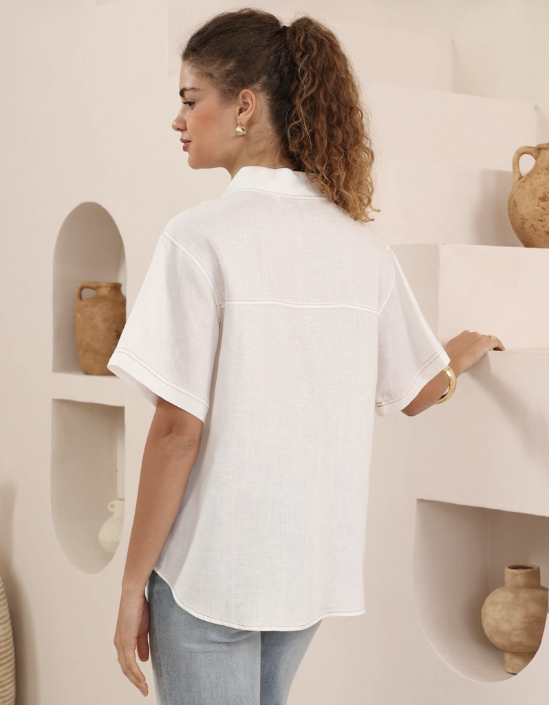 Iris Maxi Sana Shirt - White
