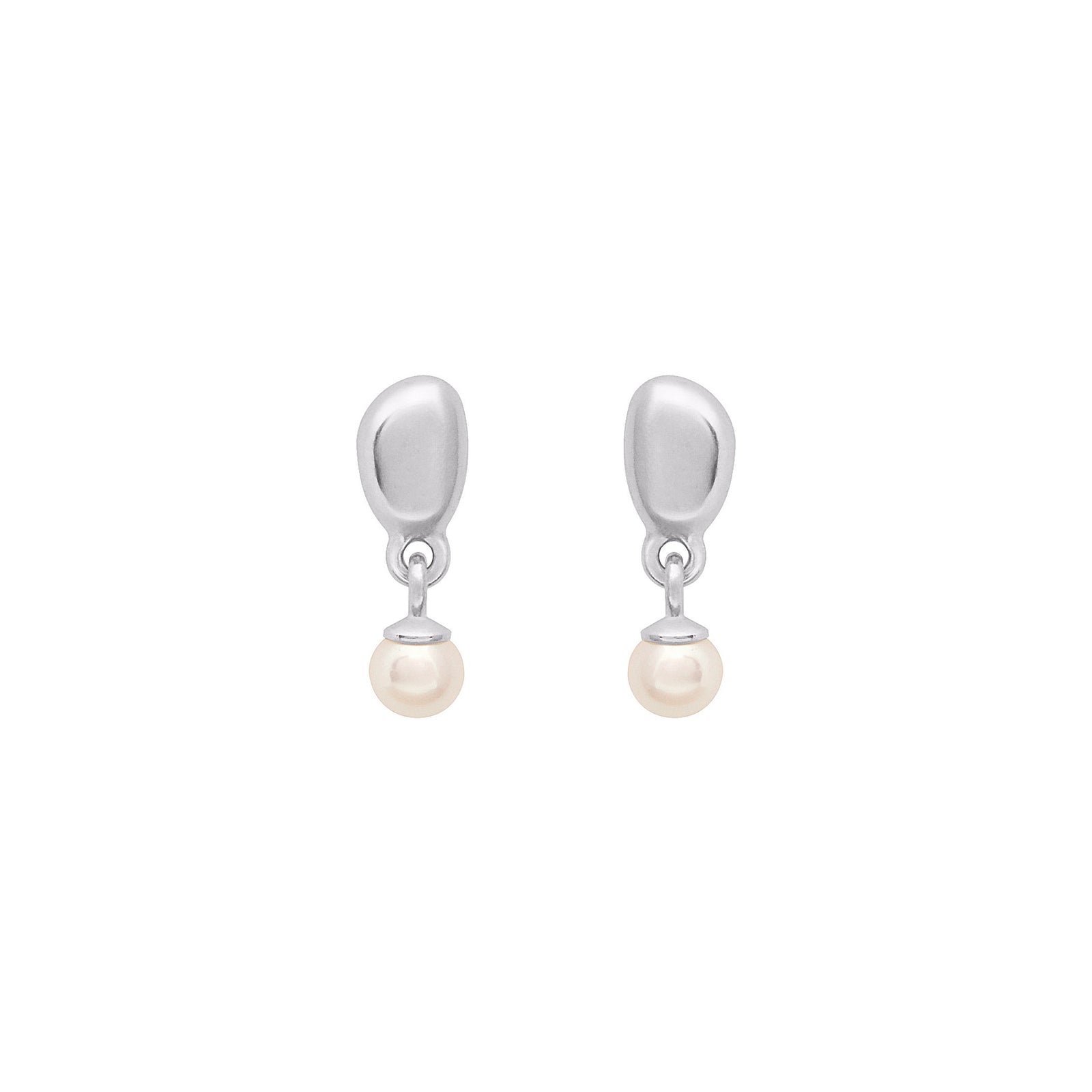 Alga Pearl Drop Earrings - Silver