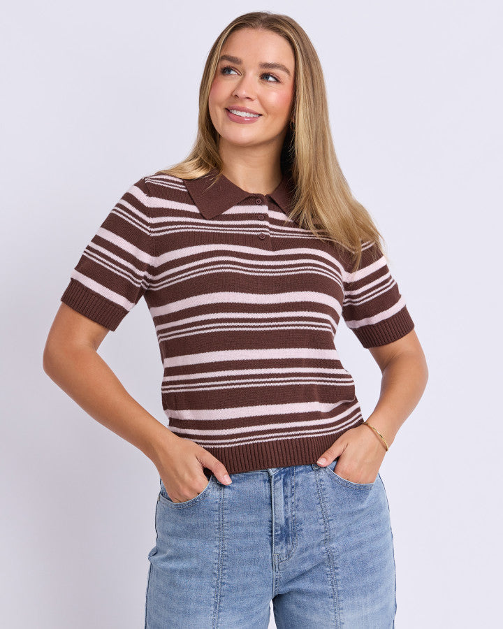 Rise Stripe Top - Chocolate