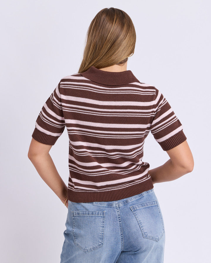 Rise Stripe Top - Chocolate