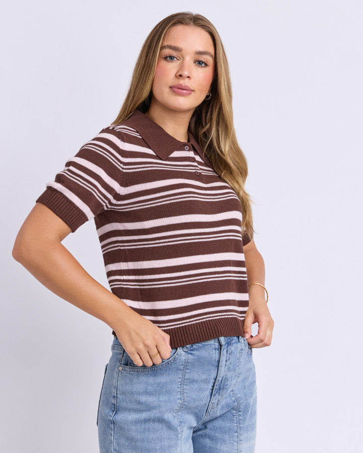 Rise Stripe Top - Chocolate