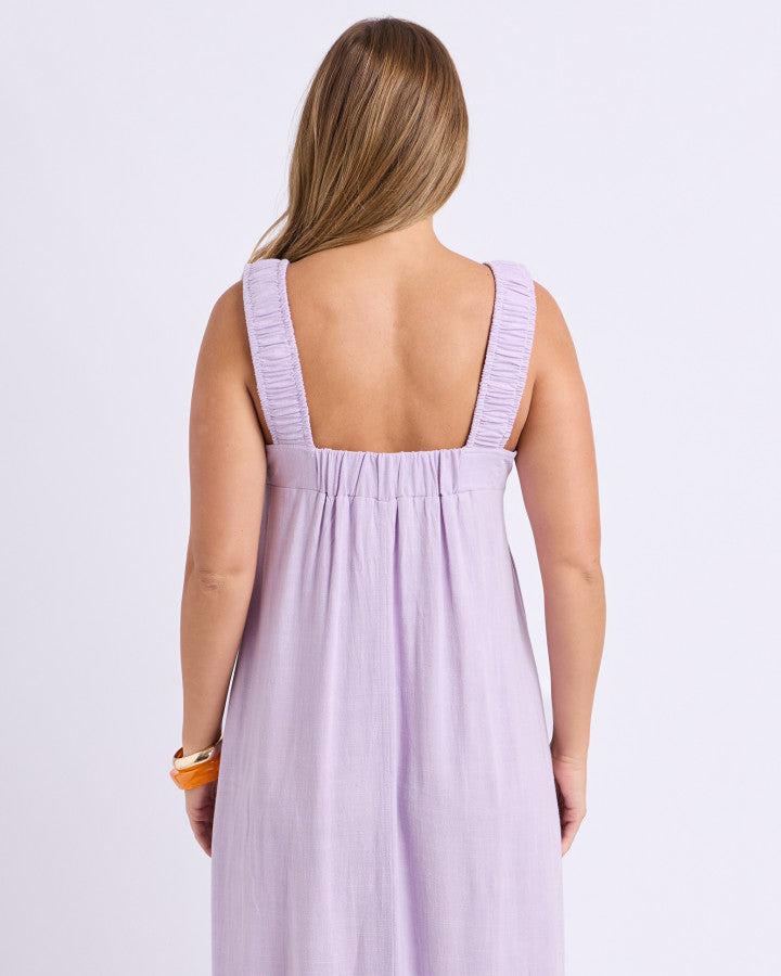 Foxwood Sage Dress Pastel Lilac A-line midi dress styled for summer