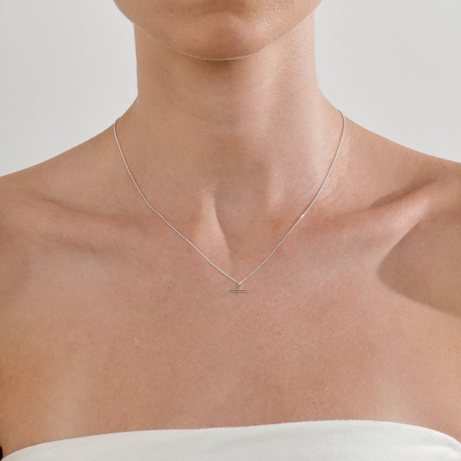 Mini T-Bar Necklace - Silver