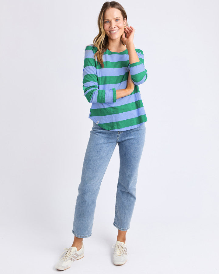 Spritz Stripe L/S Tee - Turquoise/Light Blue Stripe