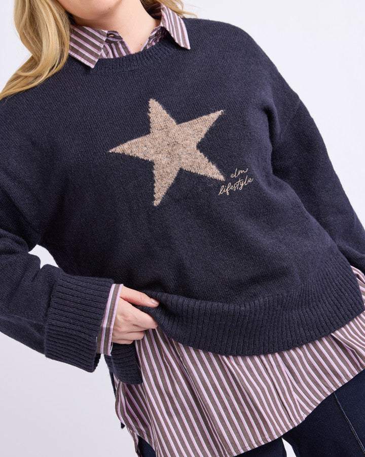 Intarsia Star Knit - Navy
