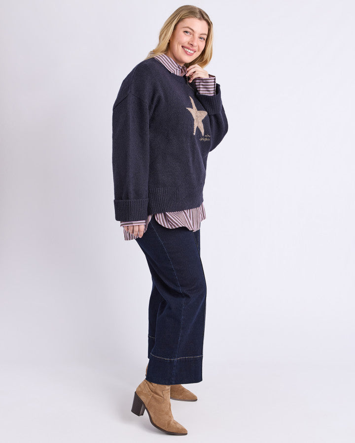 Intarsia Star Knit - Navy