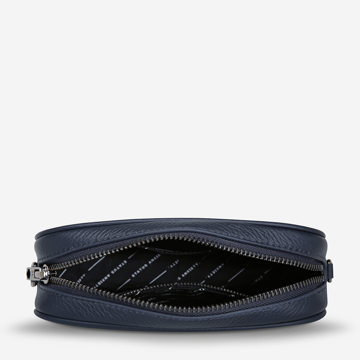 Status Anxiety Plunder Bag in Midnight Blue, interior view