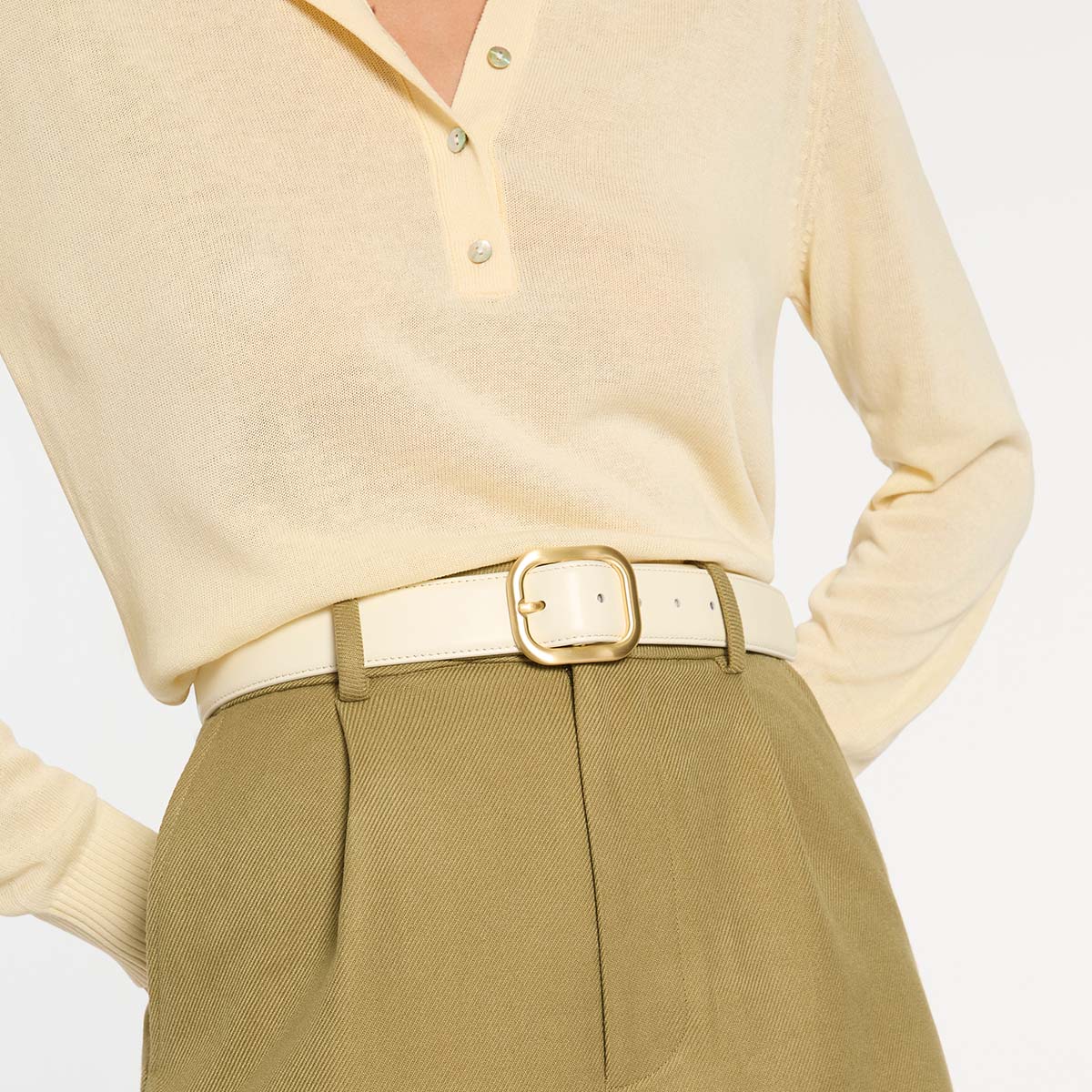 Falling Quiet Belt - Ivory Nappa / Gold