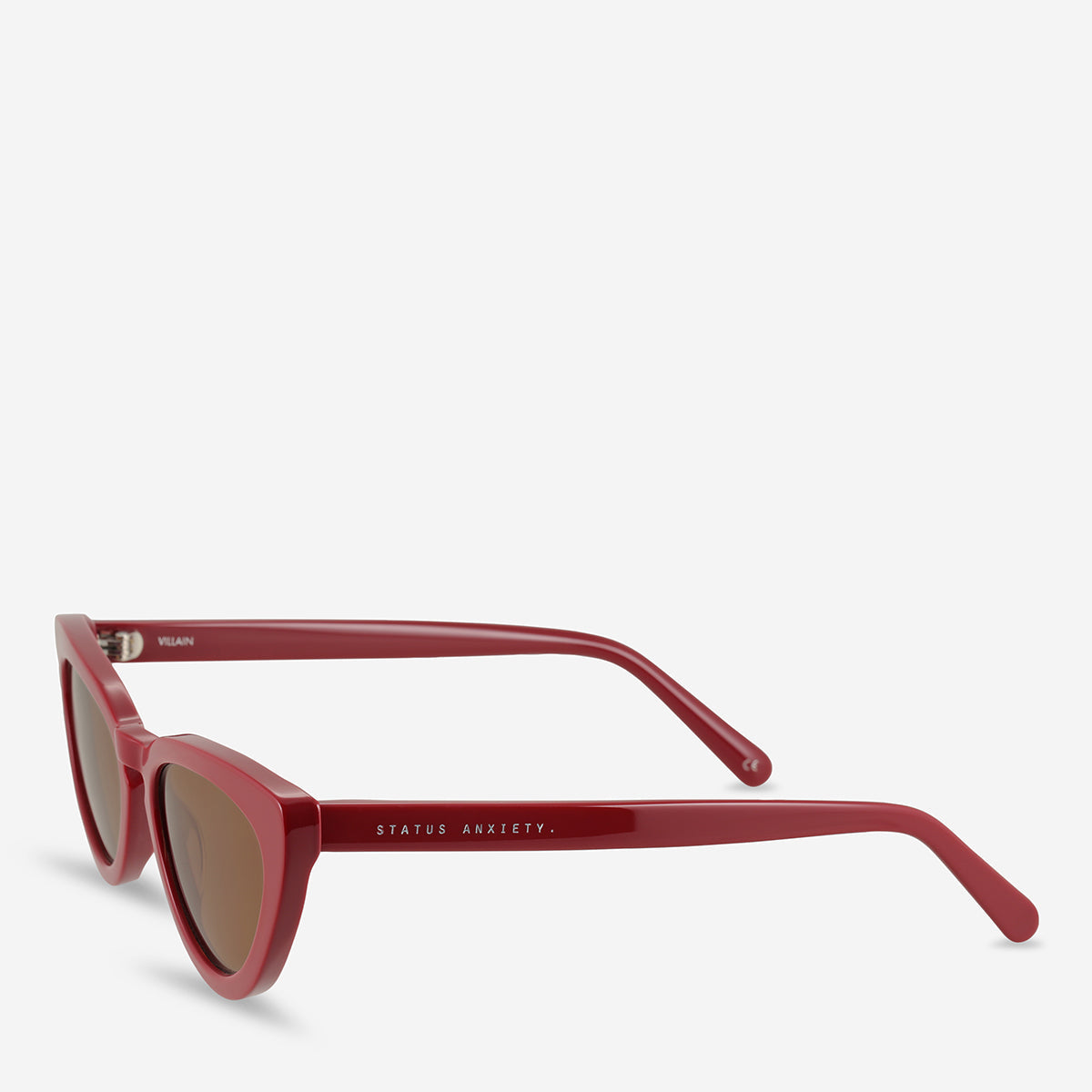 Status Anxiety Villain Sunglasses in Cherry, front side view