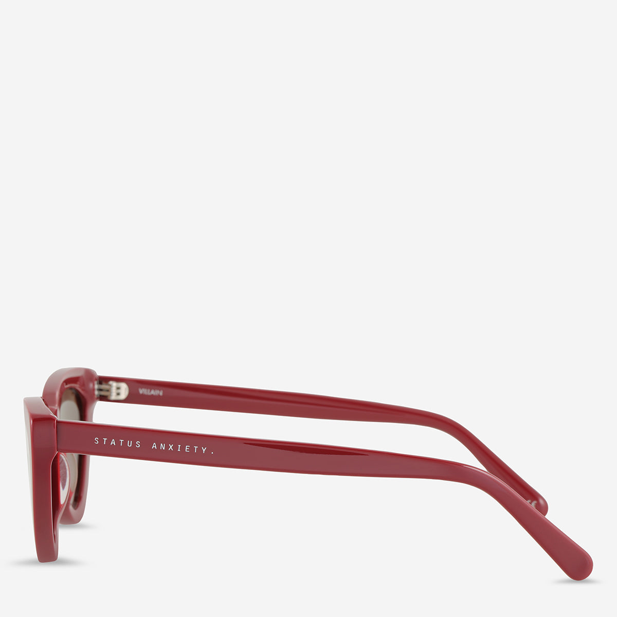 Status Anxiety Villain Sunglasses in Cherry, side view