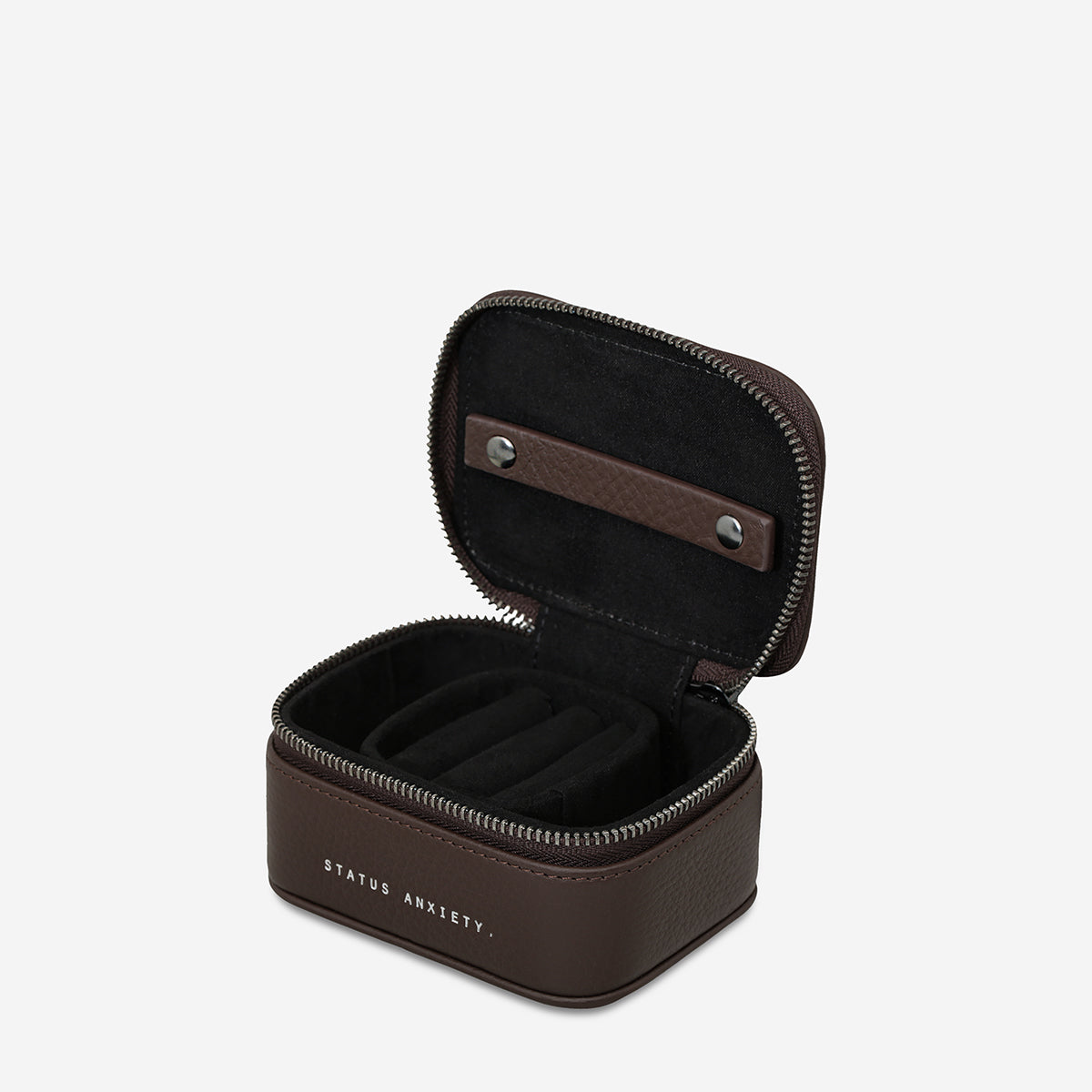 Status Anxiety Heartbreaker Jewellery Case in Cocoa, open side view