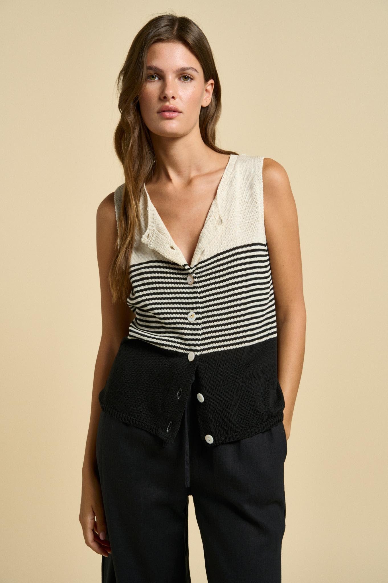 Chloe Tank - Black Stripe