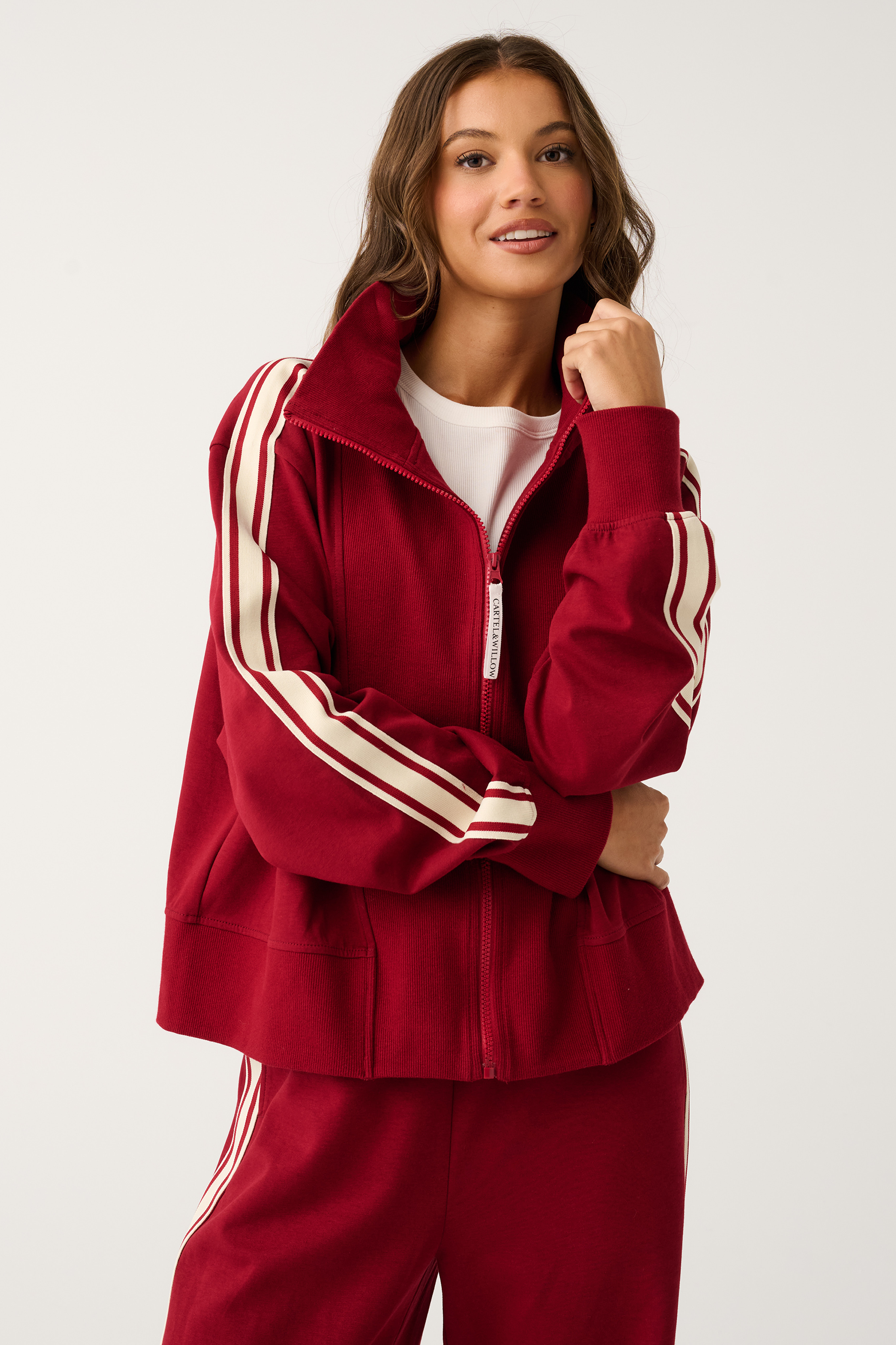 Corey Zip Through Sweater - Mulberry
