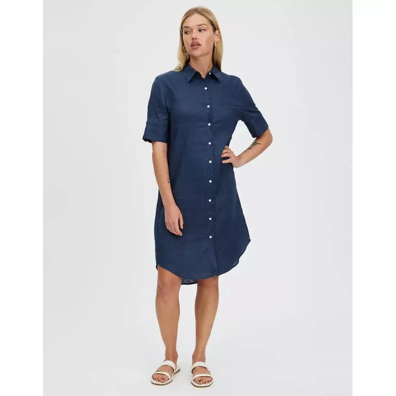 Hettie Shirt Dress - Navy